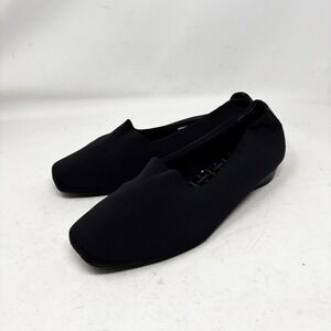 Vionic Powell Black Textile Square Toe Low Wedge Flats Womens Size 10 Classic